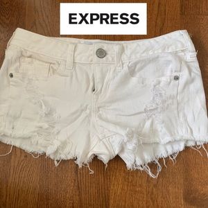 Express Low Rise White Denim Shorts